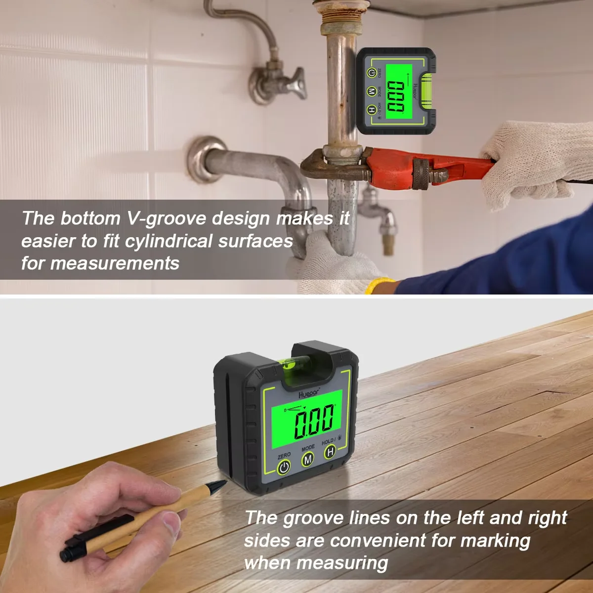 Huepar Hot Sell Digital Portable Level Angle Masonry 0 ~ 360 Degrees Quickly Measurer Hot Sell Digital Portable Level Angle