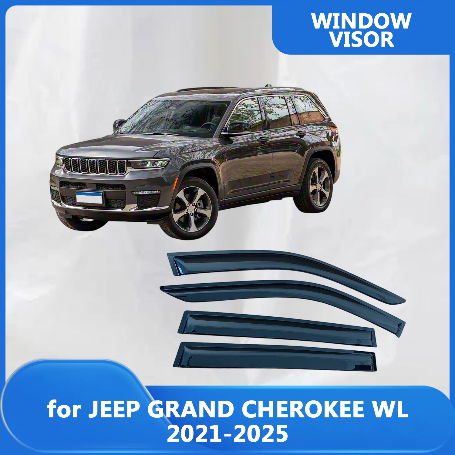

Window Visor for JEEP GRAND CHEROKEE WL 2021 2022 2023 2024 2025 Wind Deflectors Rain Guards Door Visor Vent