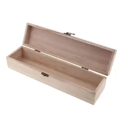 Natural Unfinished Wood Box Jewelery Storage Box Case with Locking Clasp for Gifts Arts Crafts Home Storage Box