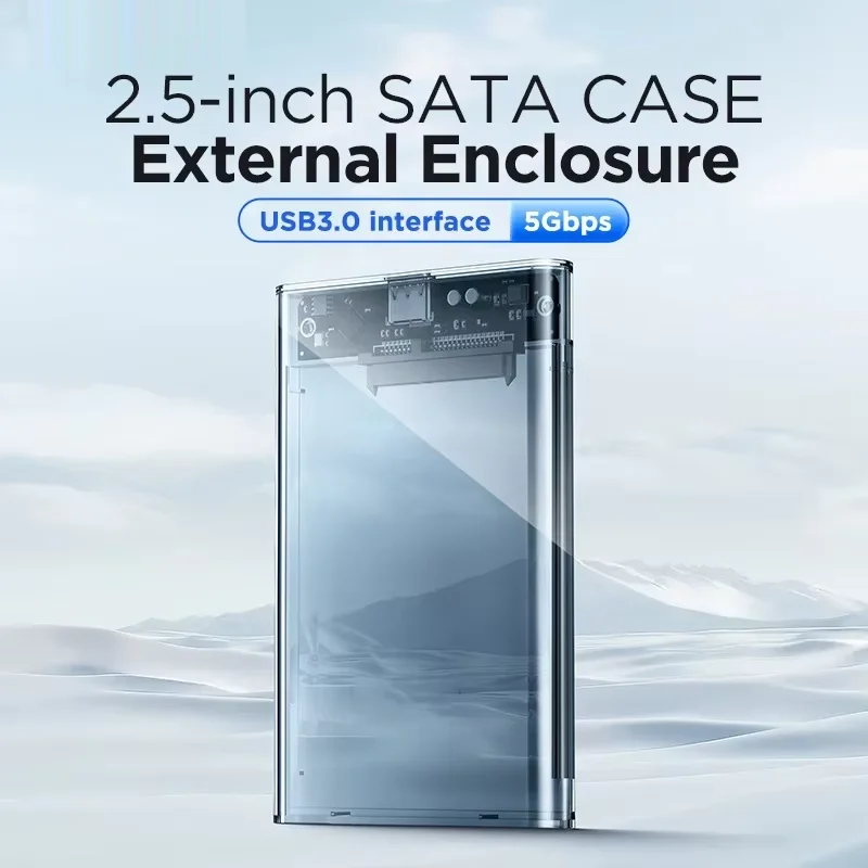 2.5インチ HDD SSDケース SATA - USB 3.0 Type C 透明 6Gbps 最大 外付けハードドライブハウジング UASP SATA III対応 ノートパソコン用,2.5 Inch HDD SSD Case SATA to USB 3.0 Type C Transparent 6Gbps Max External Hard Drive Housing Compatible UASP SATA III Lapto