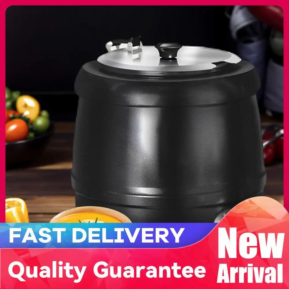 10L Electric Soup Warmer with Lid Hinged Electric Soup Pot Heating Stew Kettle for Restaurants and Party Home Catering