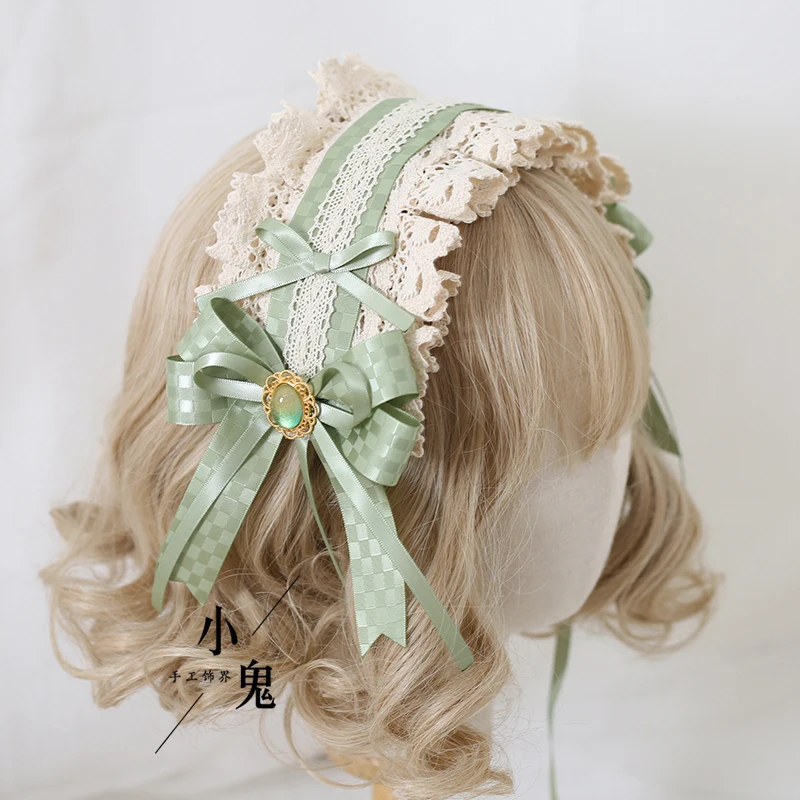 หวาน Bow Headband Lolita ทุกวันอุปกรณ์เสริมผม Kawaii Lolita น่ารัก Loli แม่บ้านอะนิเมะ COSPLAY Headband