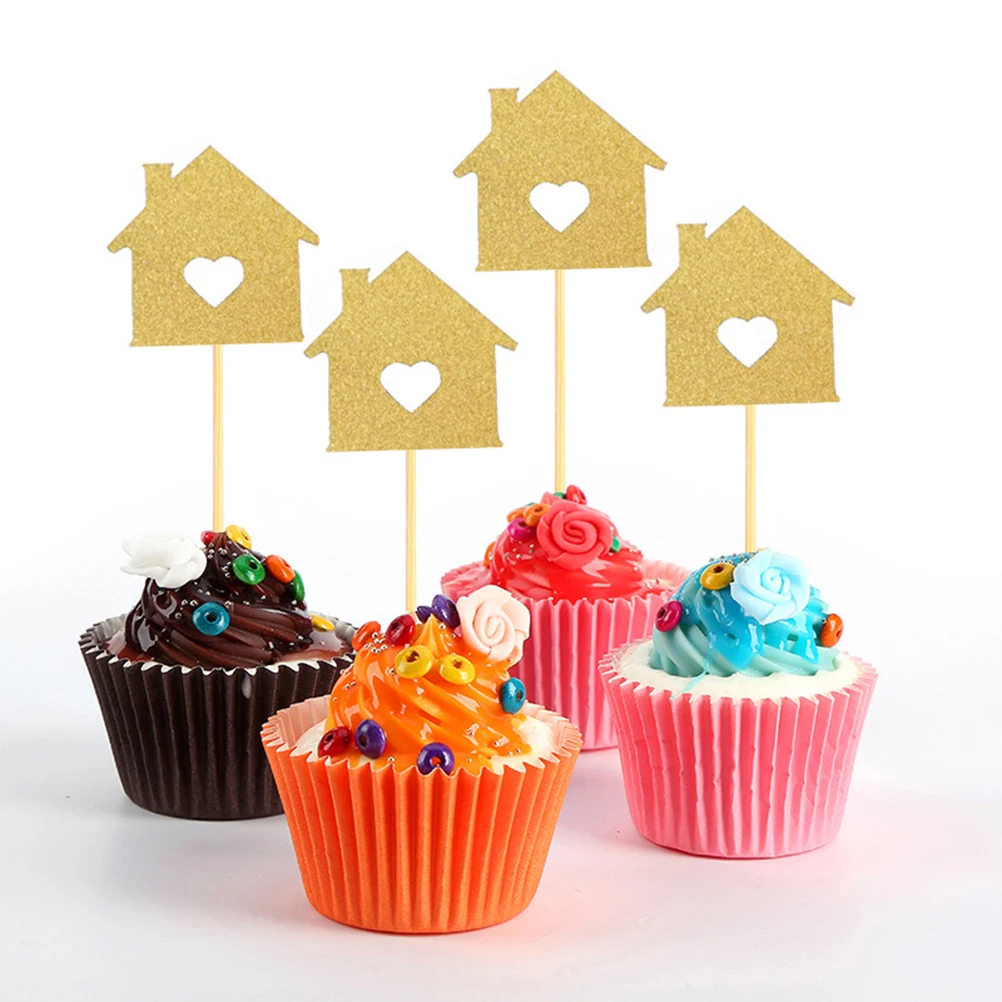 

24 Pcs Toppers Picks Decorative Paper Egg Tart Bamboo Cupcake Party Decorations Decorative Cake Toppers Reusable Birthday