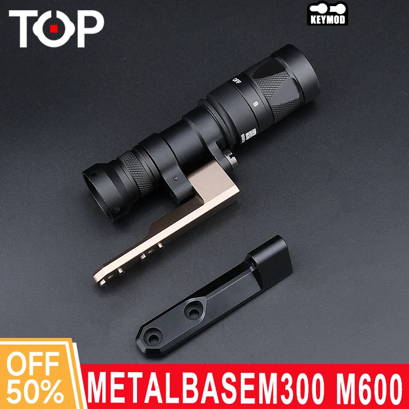 WADSN SF M300 M600 Tactical Flashlight Mount Metal Offset Rotating Base Hunting Airsoft M340WM640 Accessory Fit Mlok Keymod Rail