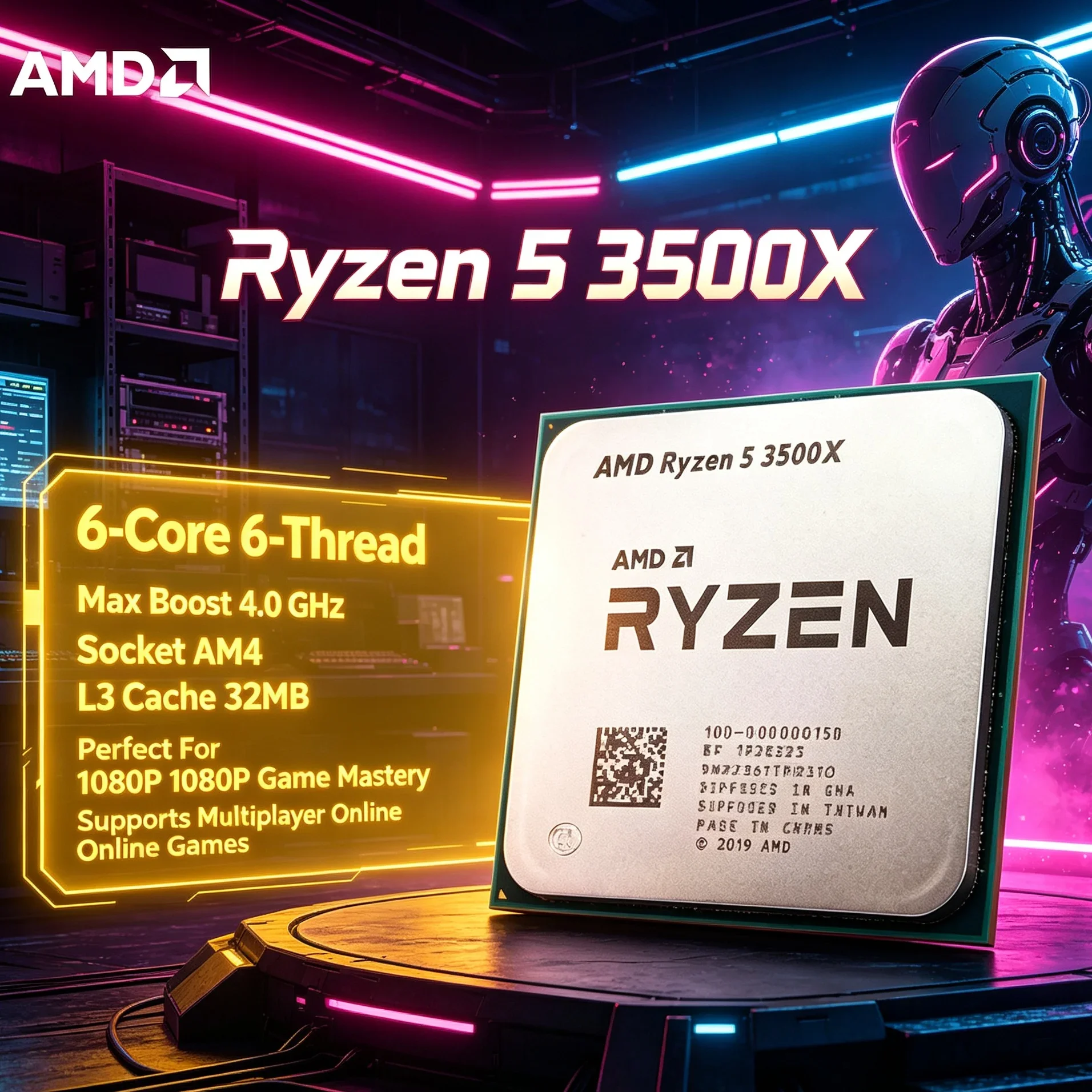 AMD R5 3500X Desktop Processor 3.6GHz Boost 4.1GHz 65W Socket AM4 CPU For A320 B350 B450 Motherboard Compatible Easy Install