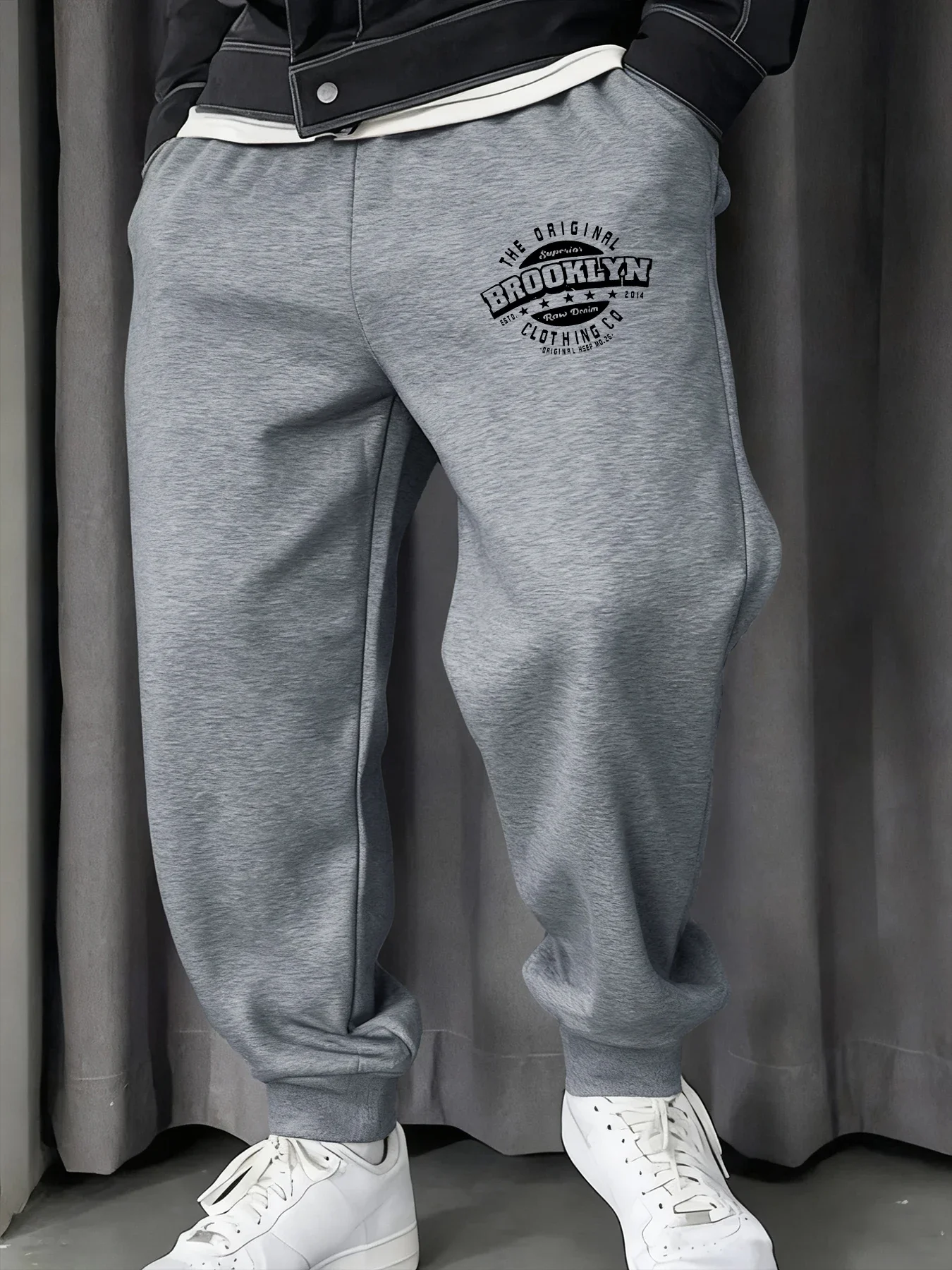 Men's casual sports pants, street style, small logo letter pattern print, adult multi-functional outdoor fitness jogging pants