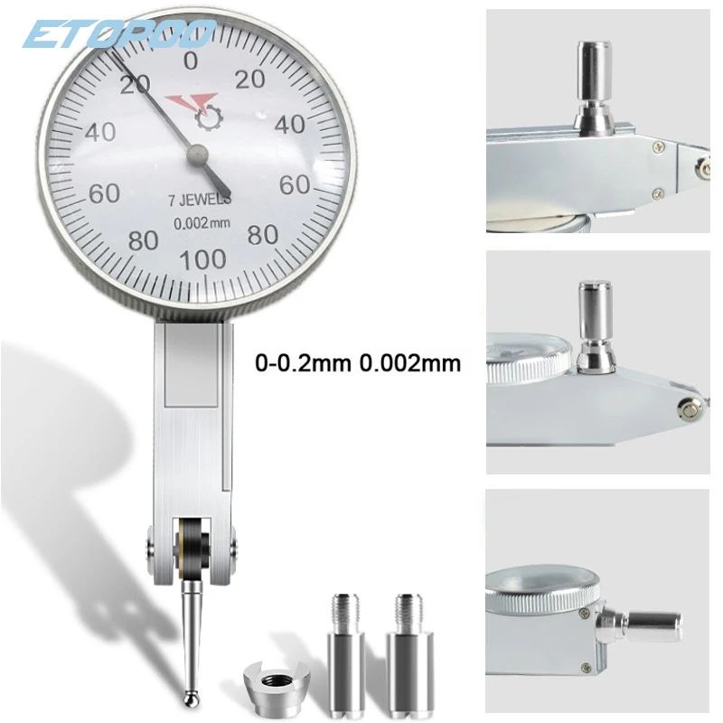 0-0.2mm 0.002mm  Miron Dial Test Indicator 0-0.8mm 0.01mm dial indicator dial Level Gauge  Scale Precision Metric Dovetai