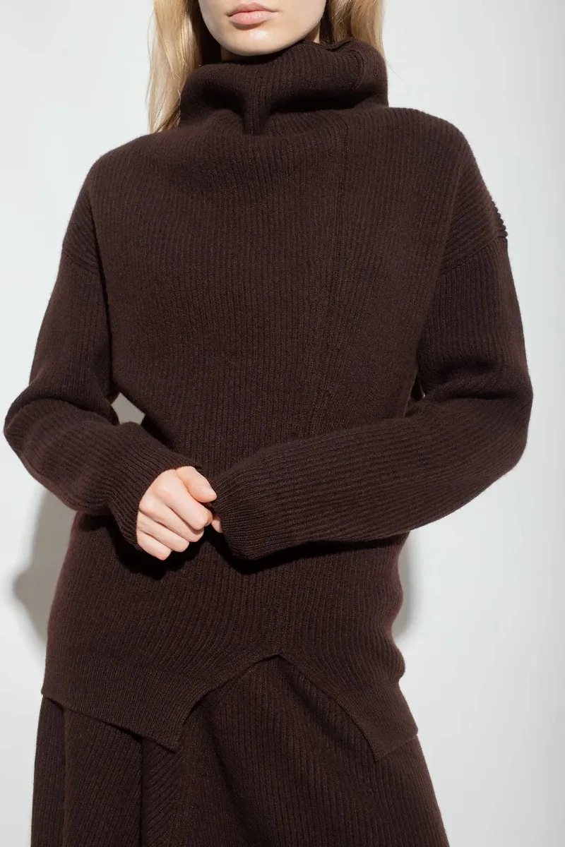 100% Cashmere Jersey Dropped Shoulders Loose Fit Pullover Women Sweater