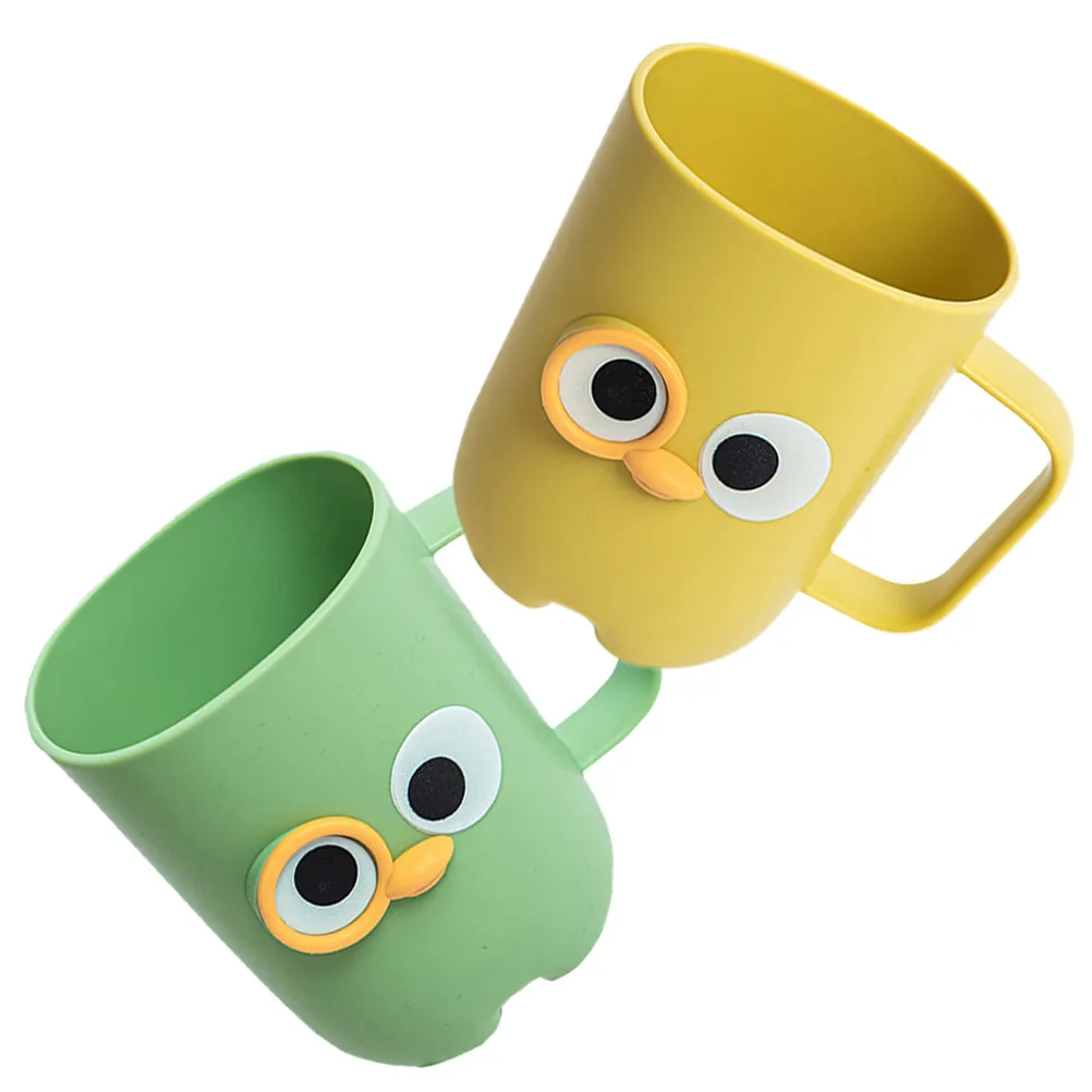 

2Pcs Stylish Cartoon Toothbrush Cups Bathroom Toothbrush Holder Mouthwash Cup Brush Container Plastic Storage Mug Home Use