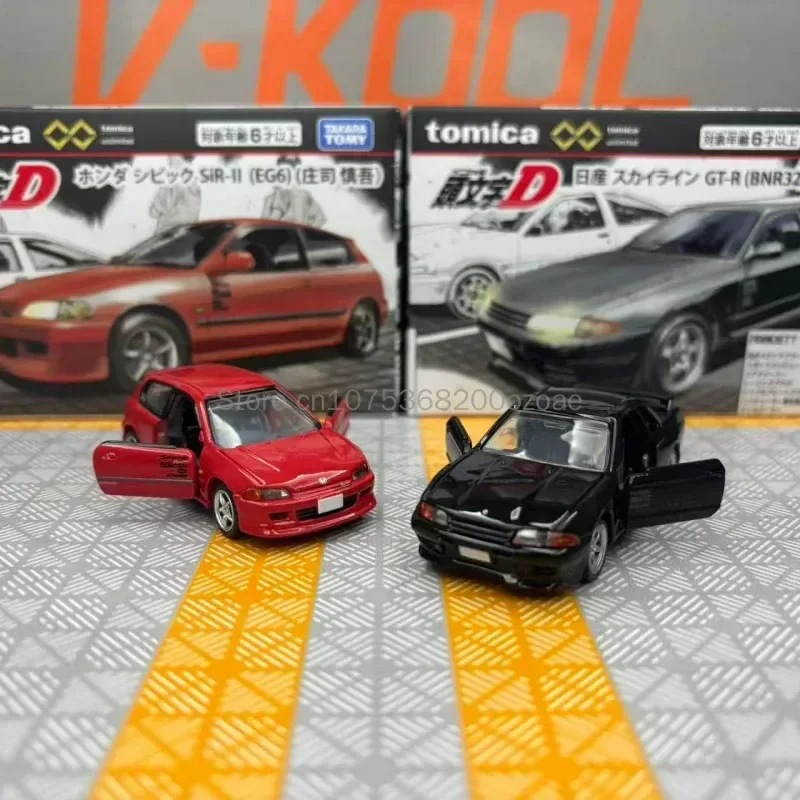 Takara Tomy Tomica Premium Unlimited Car 1/64 Scale Initial D Nissan Skyline GTR BNR32 Honda Civic EG6 Model Collection Gift Toy