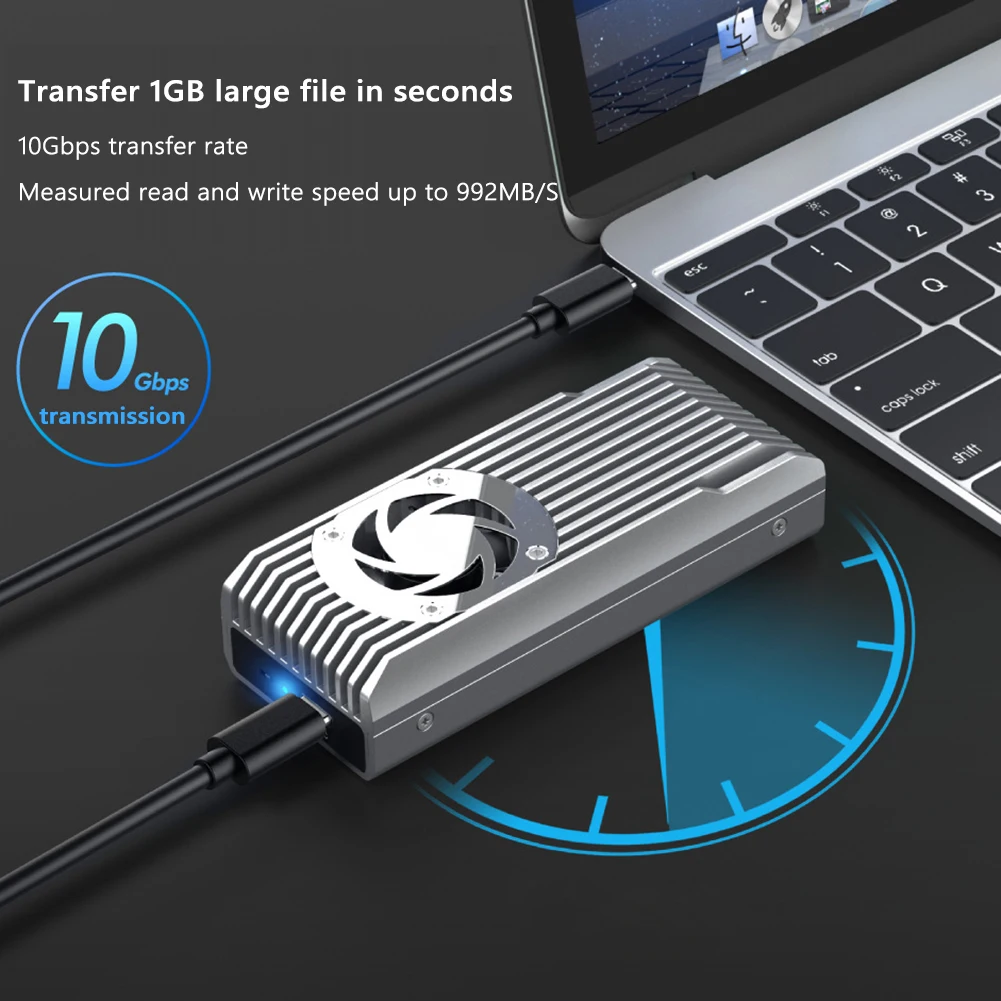 10Gbps M.2 SSD 인클로저 내장 냉각 팬 금속 SSD 케이스 쓰기 보호 M.2 NVME SSD 인클로저 지원 2230 2242 2260 2280