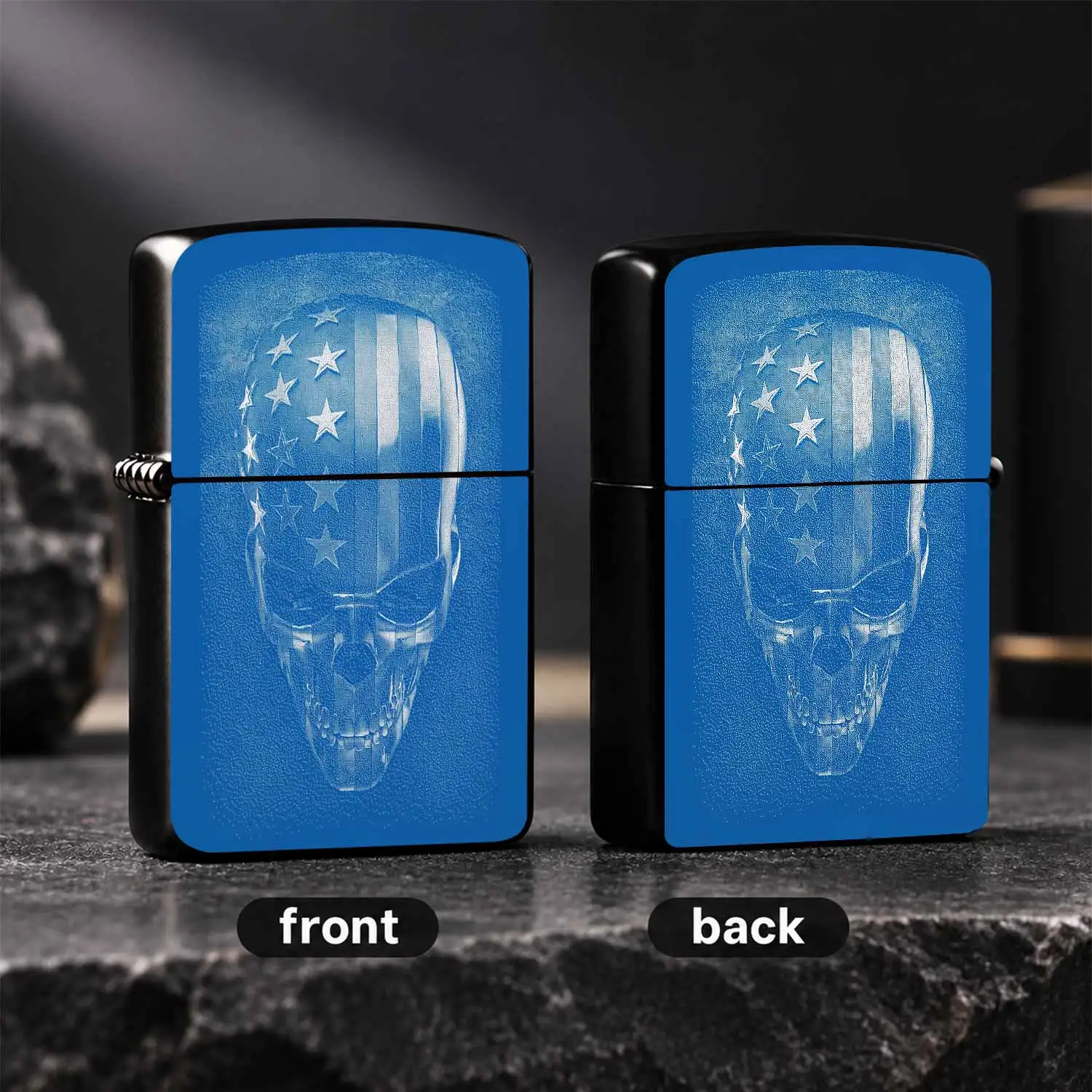 Creative American Flagskull Pattern Lighter, Unique Artistic Textured Stylish Appearance, Portable Daily Use Accessory For Outdoor Camping Party Gathering, Thoughtful Exquisite Holiday Festival Gift For Family Friends, A Humorous And Intere
