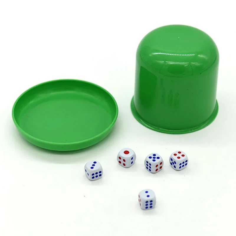 Ensemble de gobelets à dés en plastique avec couvercle, boîte à dés, tasse à secouer, jeu de société, casino, jeu de poker, escalade, 6 dés