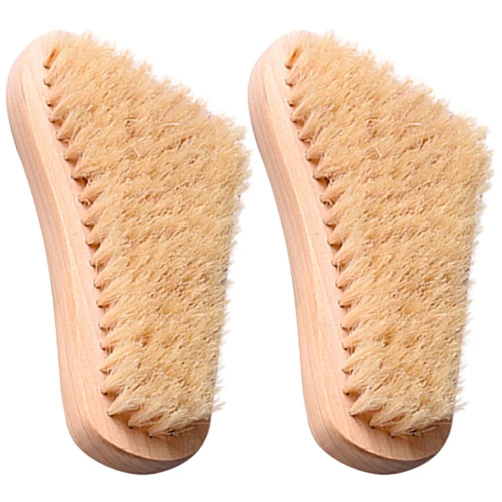 

2pcs Shoe Polishing Brush Kit Wood Handle Bristle Brush For Shoes Cleaning Boot Polish Tool Comfort Grip Sturdy