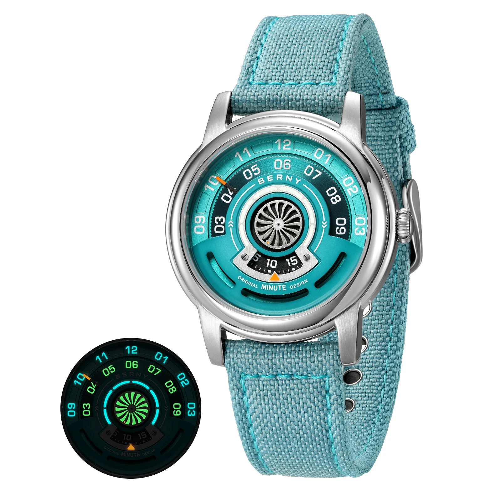 BERNY Watches for Men and Women Super Luminous 36mm Case Small Dial Automatic Mechanical Men's Watch Sapphire Casual Wristwatch