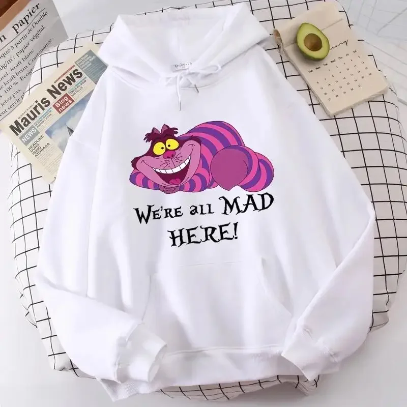 Sudaderas góticas de moda, ropa de Alicia en el país de las Maravillas, Sudadera con capucha de gato de Cheshire para mujer, sudadera de Manga,