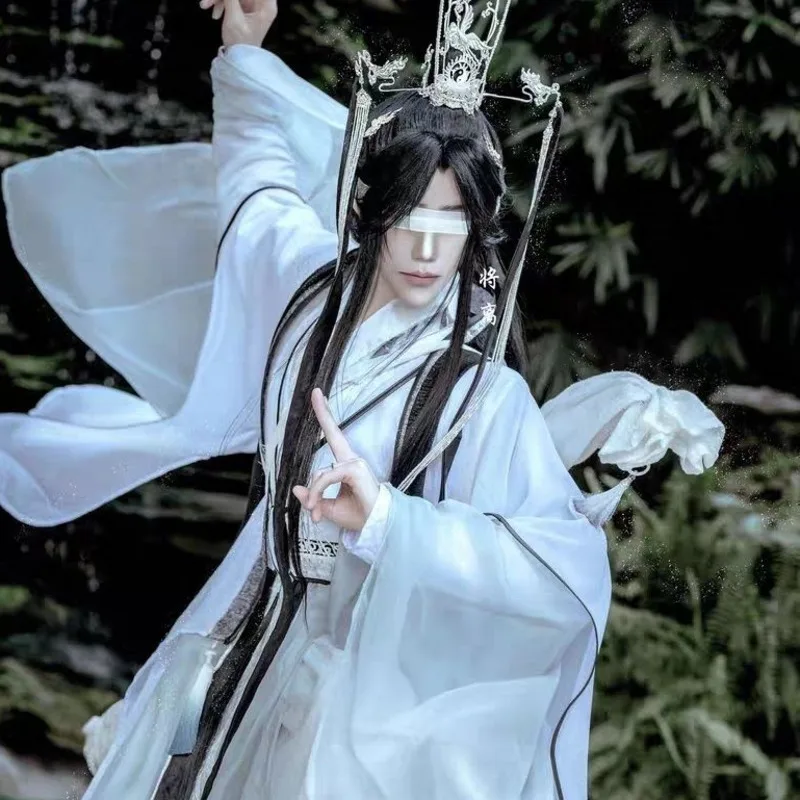 زي أداء الهالوين مو داو زو شي مشتقة شياو شينغشين كوسبلاي متعدد الاستخدامات هانفو أبيض أسود فستان على الطراز القديم