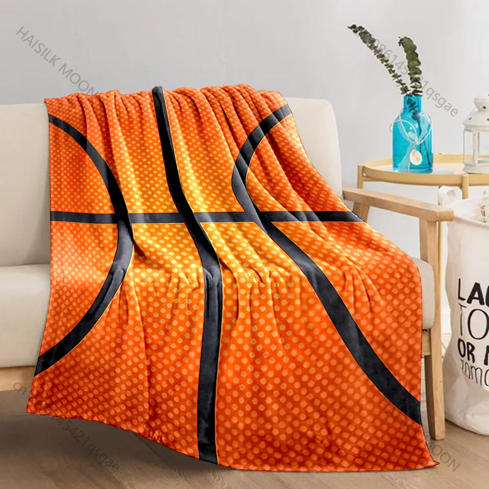 Basketball close-up orange pattern Print Blanket Warm Soft Fluffy Kids and Adult Sofa Bed Throw Blanket Travel Camping RV