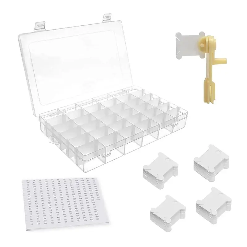 J1UL1N Embroidery Floss Organizer Cross Stitch Thread Storage-Bobbin Winder 1 Compartments, 150 Floss Bobs, 2Pcs Stickers Includ
