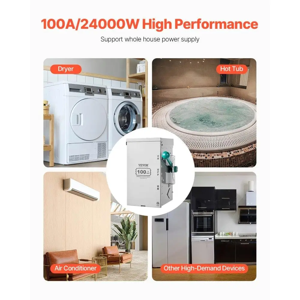 Interruttore di trasferimento manuale 100A 24000W 120240V Scatola di trasferimento di potenza del generatore Uso residenziale