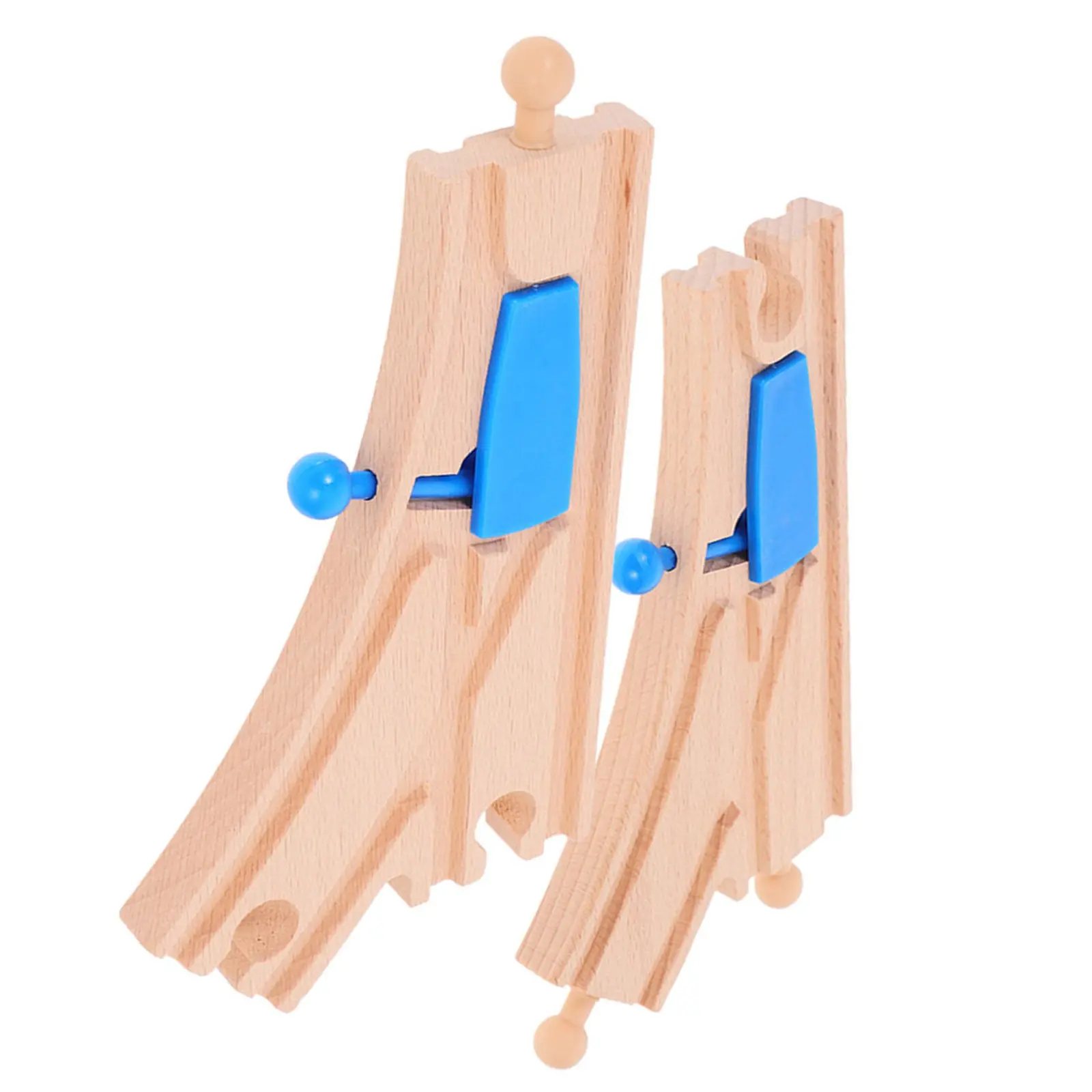 

2Pcs Wooden Train Track Switch Curved Pieces Compatible with Major Wooden Train Sets Track Scene Layout Toddler Set