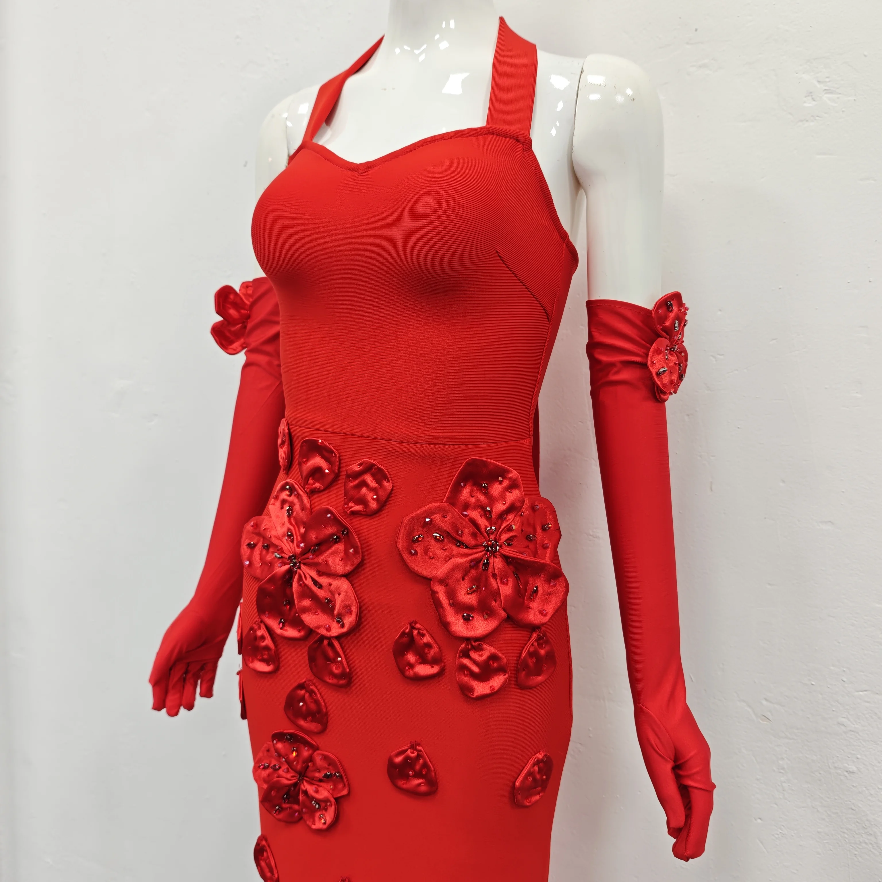 Nuevo estilo, correa colgante para el cuello, flor tridimensional, vestido de mujer estilo celebridad de alta gama a la moda