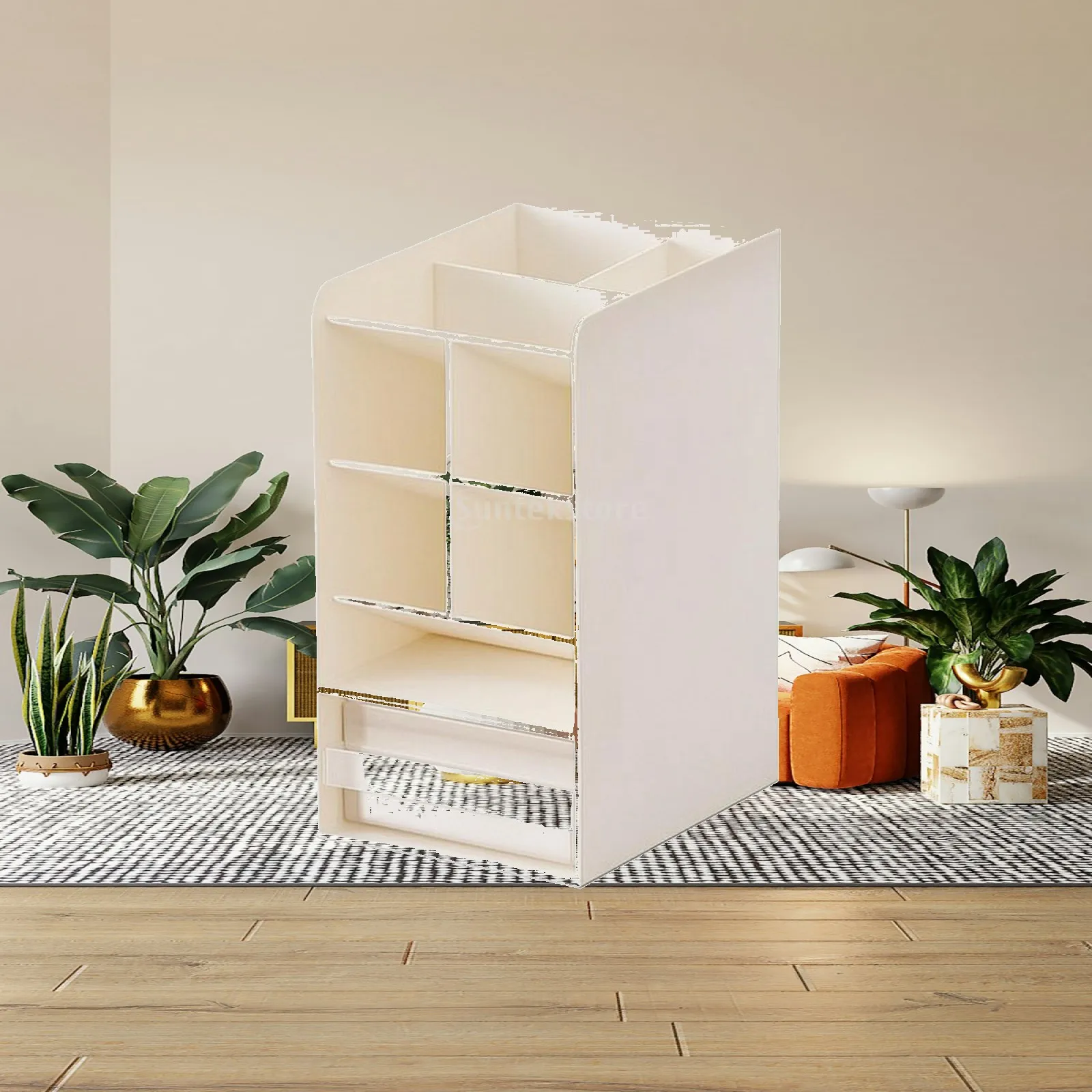 Desktop Organizer with Drawers Multi-Functional Desktop Book Organizer with Pull-out Drawer Easy to Clean Minimalist