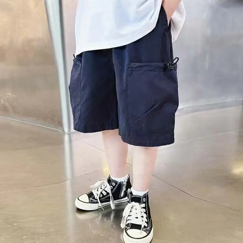 

Boys' Shorts Summer Workwear Pants Breathable Thin Style New Mid To Large Children's Pants Summer Casual Wide Leg Shorts