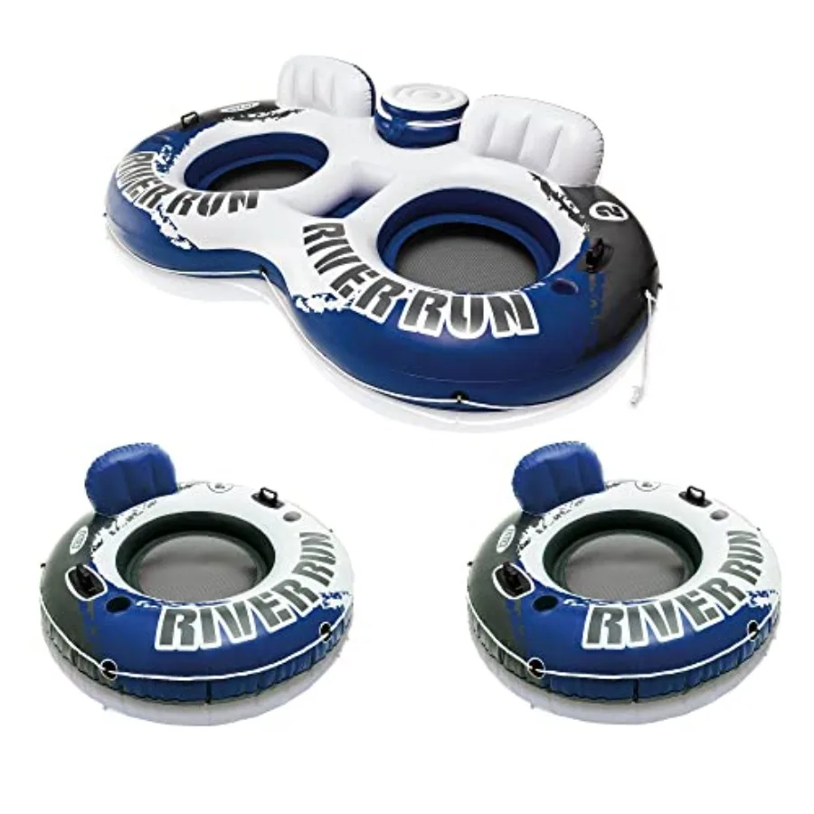 River Run II inflatable double rider inner tube for river use PVC material blue color built-in cooler and cupholders included
