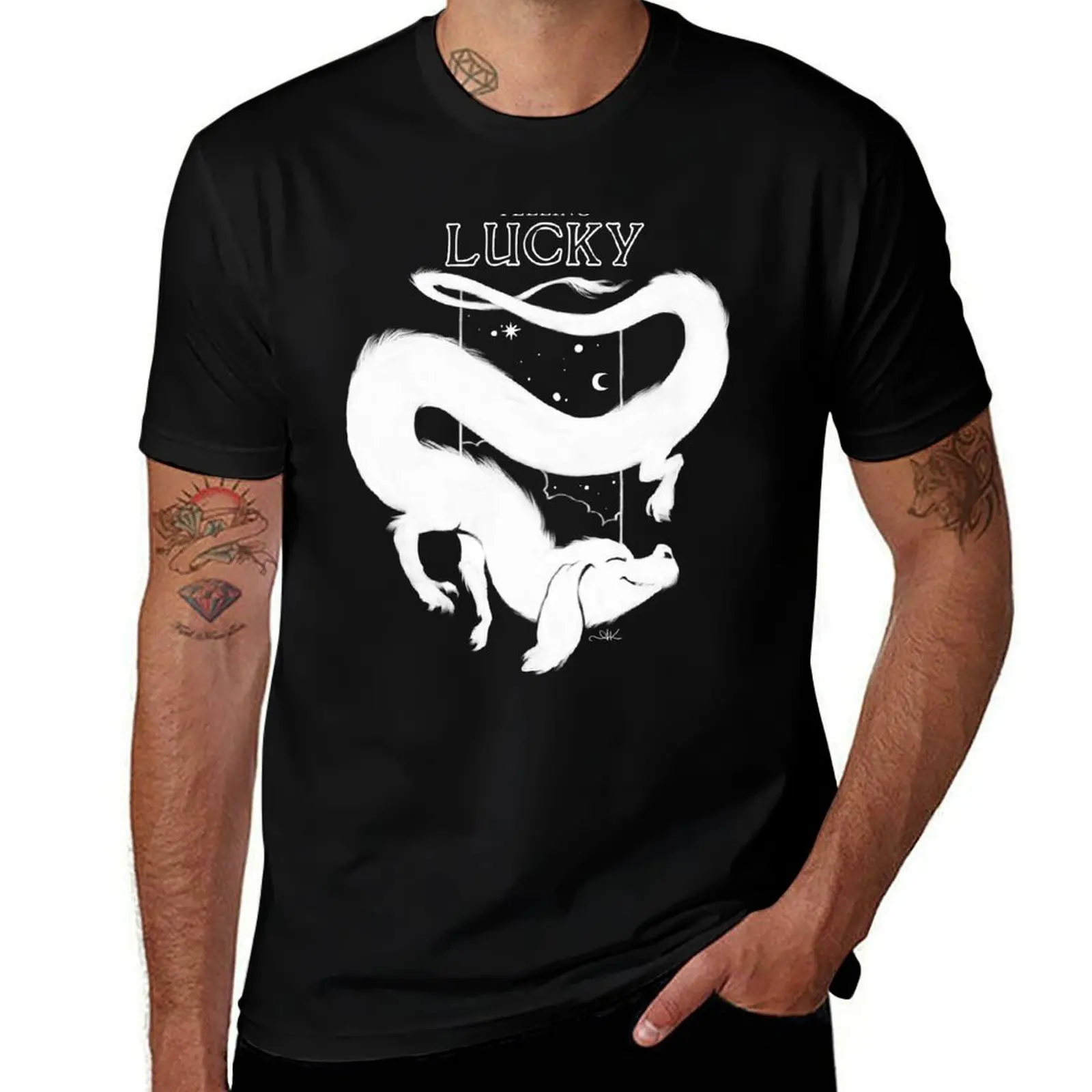 

Feeling Lucky T-Shirt man t shirt funny shirt cotton summer top luxury t-shirt mens tall t shirts