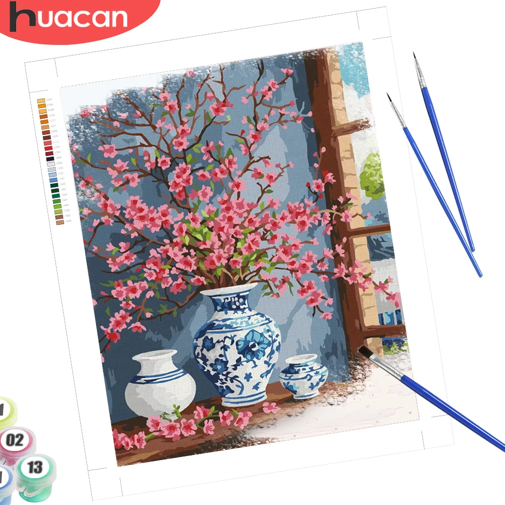 

HUACAN Diy Paint By Number Kit Wintersweet Flower Art Coloring On Canvas Floral Kits Unique Gift Home Decoration