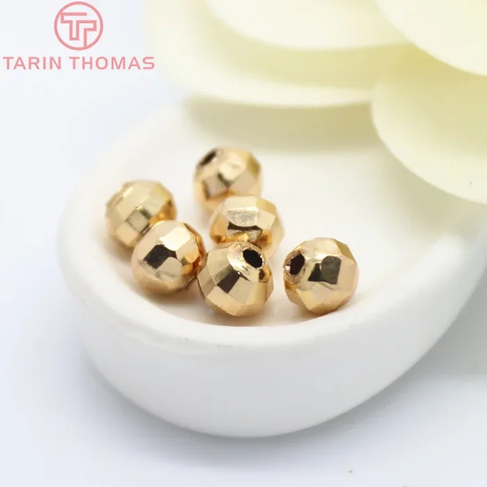 

(2904)3MM 4MM 6MM 7MM 8MM 10MM 12MM 24K Gold Color Brass Faceted Beads Spacer Beads High Quality Diy Jewelry Accessories