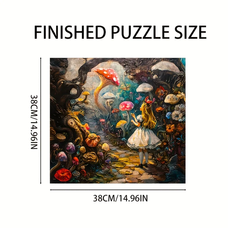 38x38cm 미니 사이즈 퍼즐 1000조각 버섯 숲 예술 판타지 성인 및 수집가용, 홈 데코 및 마음챙김 선물