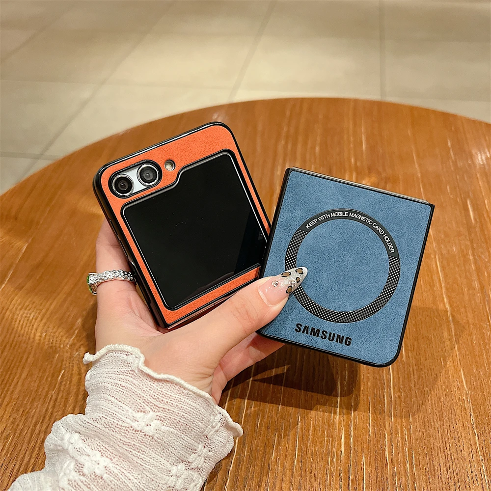 For Magsafe Case Samsung Z Flip 7 6 5 4 Matte PU Leather Samsung Galaxy Z Fold 7 6 5 4 Magnetic Skin Feel Flip 3 Luxury Cover