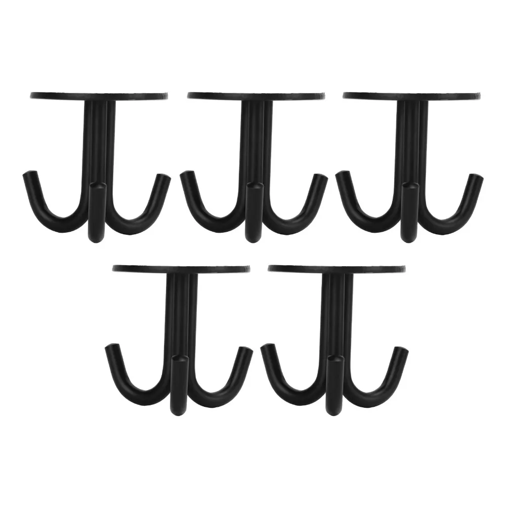 5 Pack Portable Stainless Steel Ceiling Hooks 3-Prong Grappling Black Ceiling Mount Hanger Ceiling Hook Bracket Kitchen