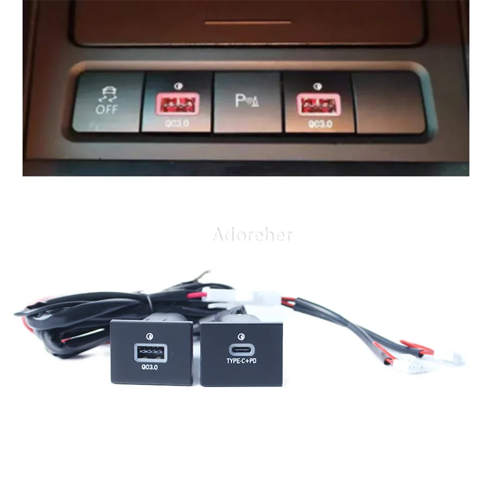 Auto Electronic Charger Fast Charger PD USB Charger QC3.0 Interface Socket Power Outlet for Ford Focus 2 Mk2 2009 2010 2011