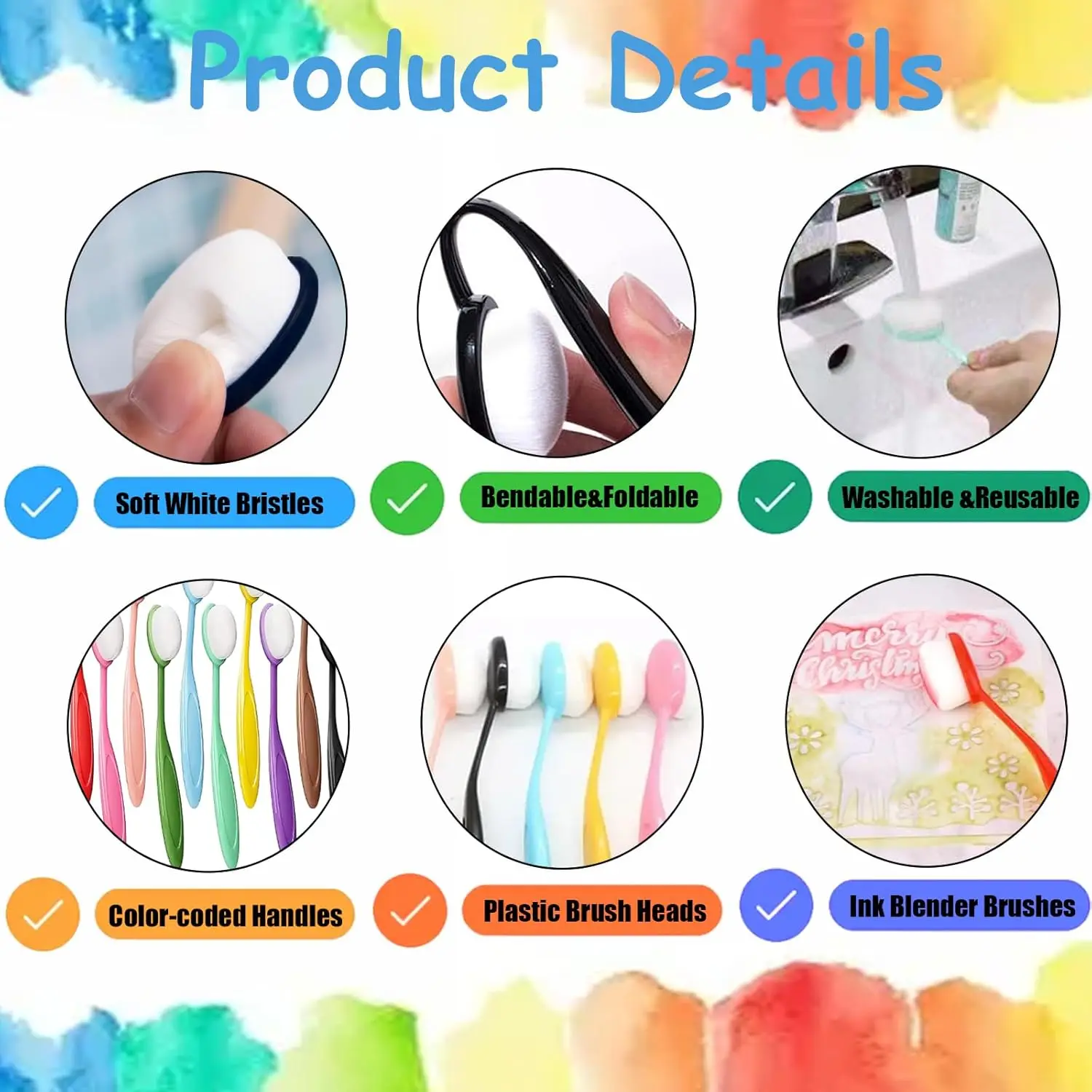 Colored Mini Ink Blending Brushes Blenders,Small Ink Blending Tool Card Making,Craft Broad Application Assortment Paper Crafts