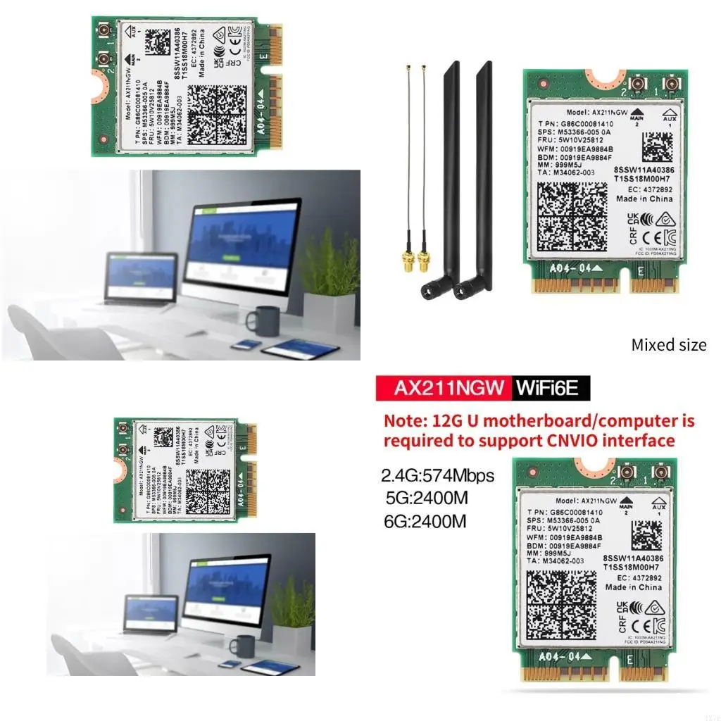 

4X7E WIFI Module- WIFI6E 2.4/5/6G Tri-Band Wireless Card CNVio BT5.3