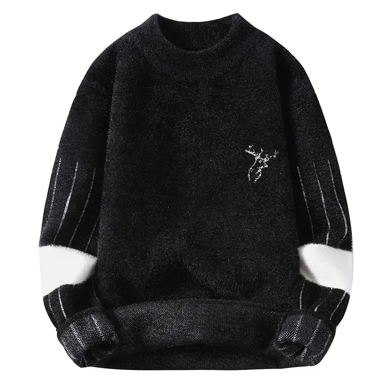 سترة رجالية محبوكة مقاس كبير عصرية حضرية Sle تصميم بسيط غير رسمي طويل Sve f ياقة عالية غير غرق