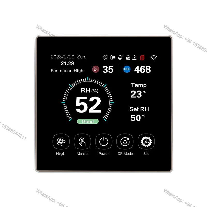 Hot 4 Inch Colorful Fresh air Ventilation and Dehumidification Controller with VOC PM2.5 Temperature Humidity Fan Controller