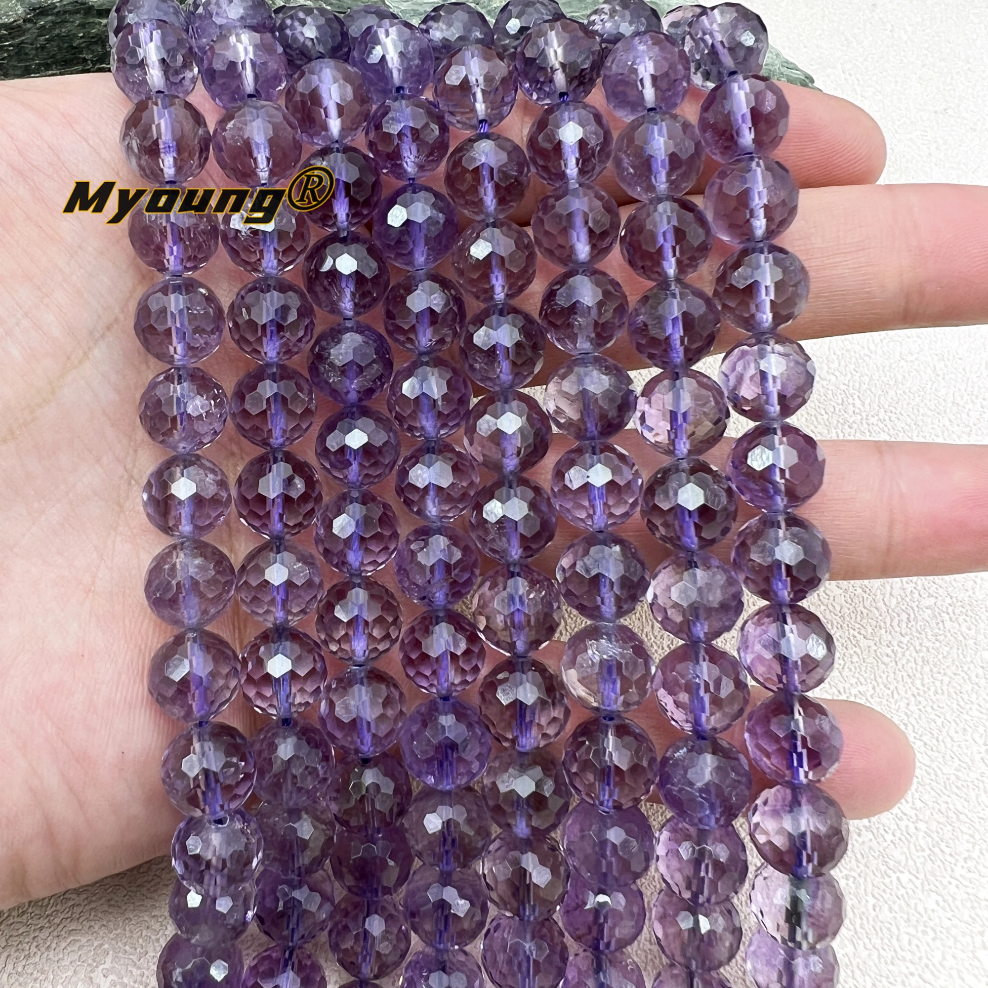 10MM Natural Brazilian Amethysts Purple Crystal Round Faceted Loose Beads For DIY Bracelet Necklace Jewelry Making MY240401