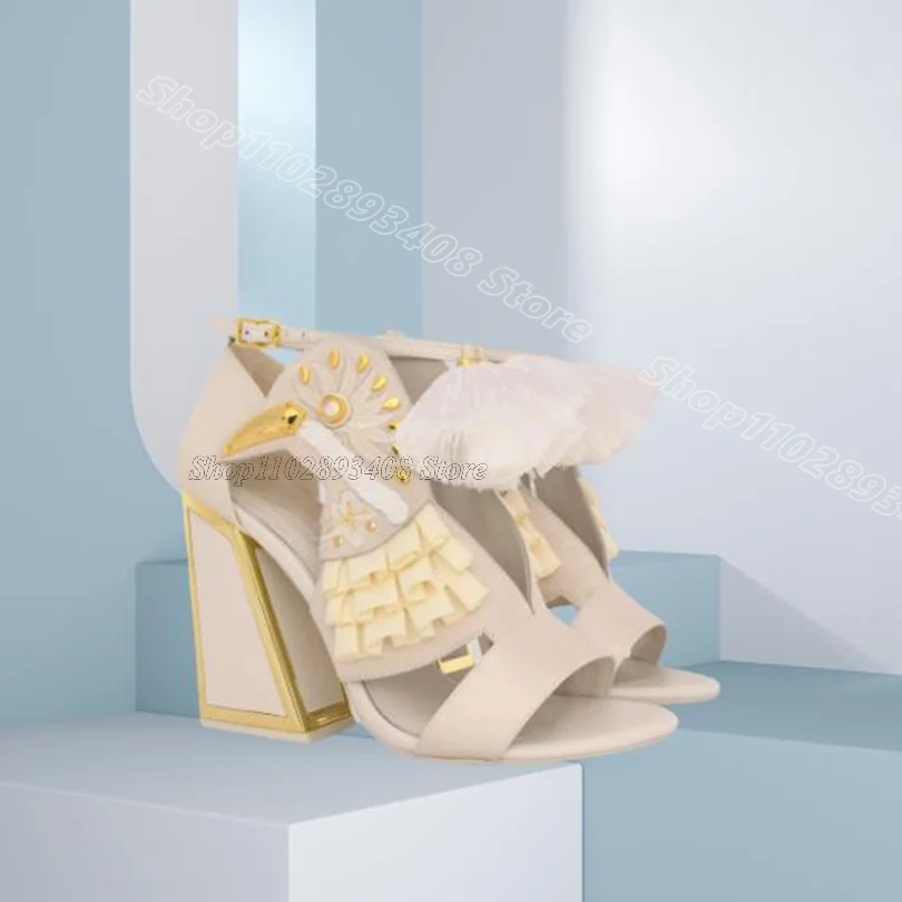 Mixed Strange Style Crystal Sandals Open Toe Ankle Buckle British Style Casual Party Stylish Women Sandals Zapatos Para Mujere