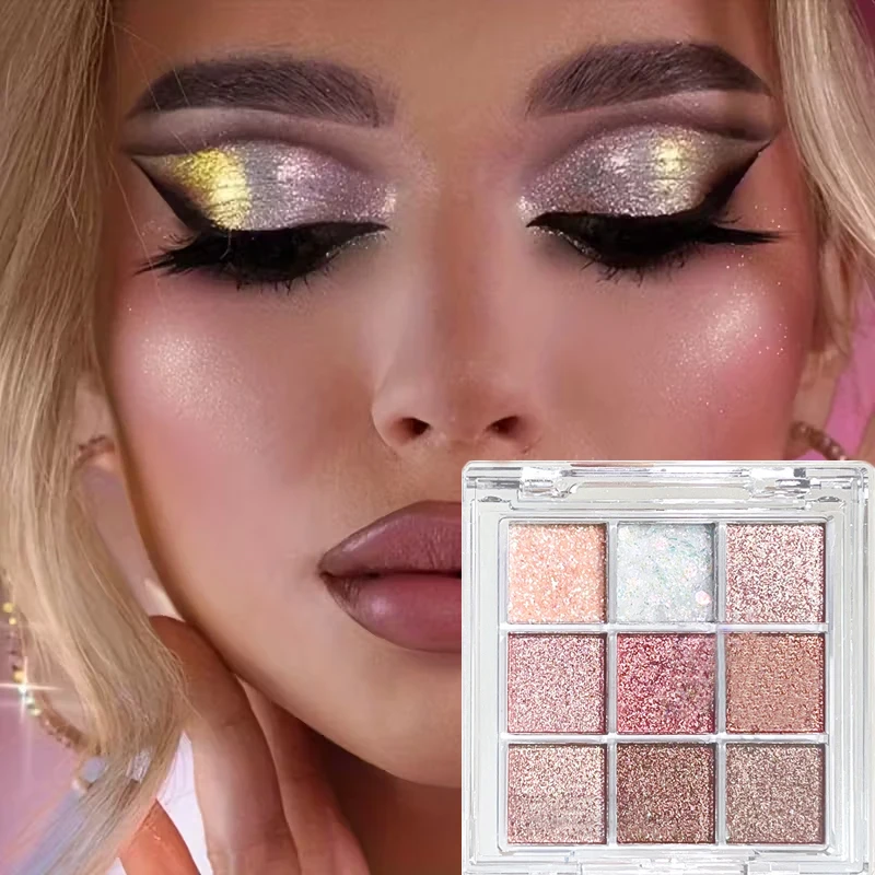 Natal glitter nove cores sombra bandeja em pó delicado fácil em maquiagem fosco essencial novo sombra presente de natal