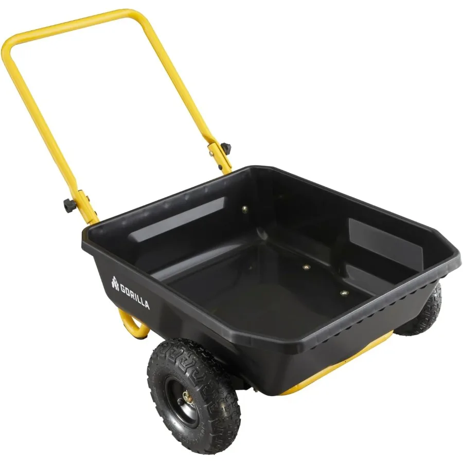 Poly Dump Cart, 2-Wheel Garden Wagon, 4 Cu Ft, 300lb Capacity