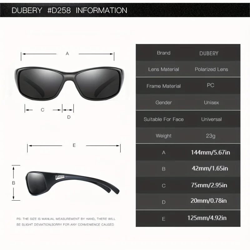 DUBERY Polarized UV400 Protection Sunglasses For Men And Women 8 Colors Model 258