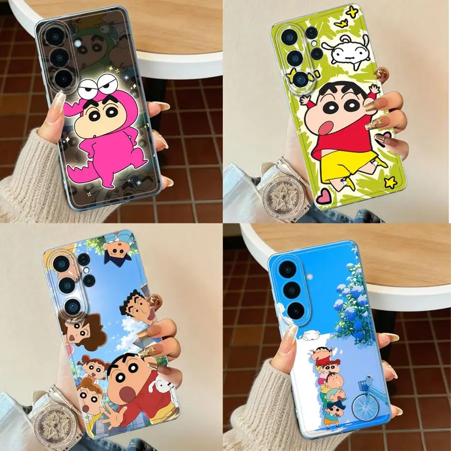 Anime C-Crayon Shin-Chans Case for Samsung Galaxy S26 Ultra S26 S21 Note 20 Ultra 10 S25Ultra S22 FE S24 S23 S25 Edge S20 Plus
