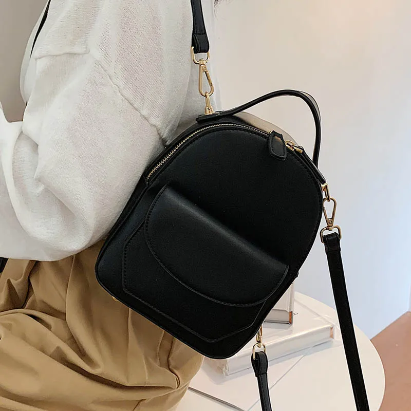 HOCODO Fashion Small Backpack Women Soft Leather Shoulder Bags Crossbody Bag New Multi-Function Handbags Female Student Backpack