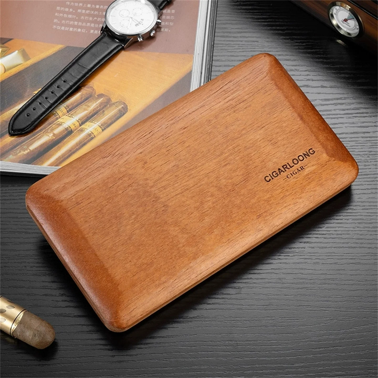Solid Cedar Wood Cigar Mellow Box Portable Lightweight Cigar Humidor Gift Box For Gentleman
