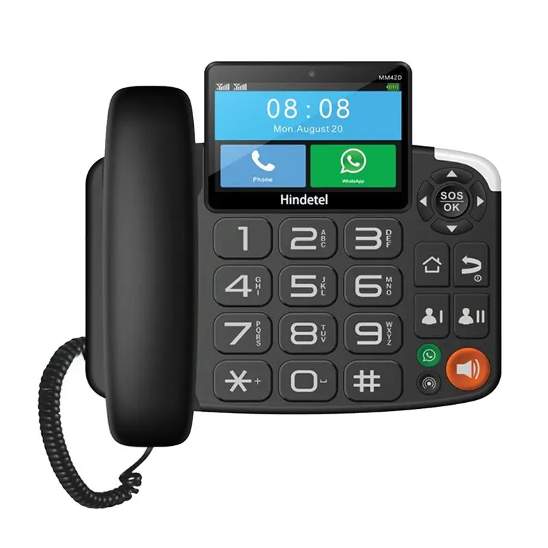FULL-TUYA WIFI Video Recording Phone Cordless SIM Card Phone With 4G Network And Radio Alarm For Home Office EU-PLUG
