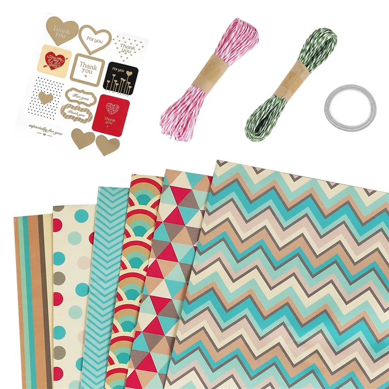 Compact Wrapping Paper Sheets,For Christmas Birthday Party Wrapping Paper Set 6 Pcs Gift Wrap Papers,Present Gift Wrapping Paper